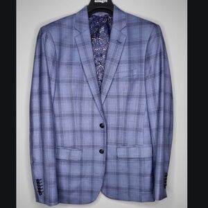 Blue Plaid 2 Piece Suit